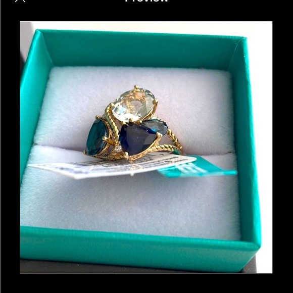 Classy Unique EFFY 6.75tcw Diamond & Topaz Amethyst Multi-Gemstone 14k Gold Ring - Picture 8 of 8